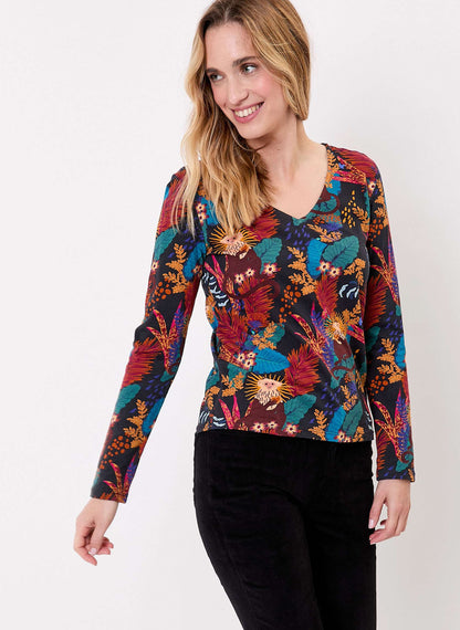 T-shirt col v imprimé coton bio VANPUR