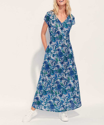 Robe longue imprimée voile de coton bio ALAIA