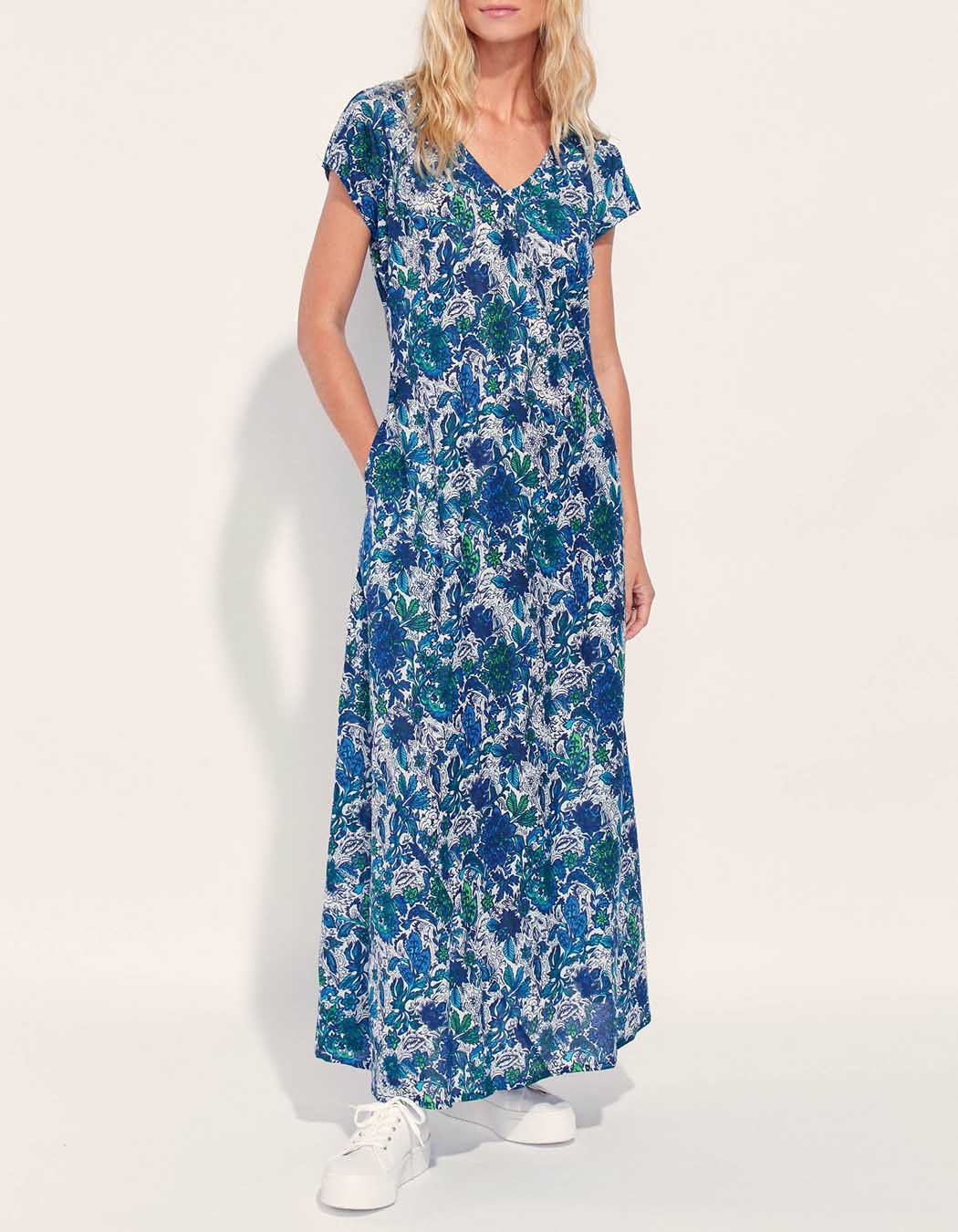 Robe longue imprimée voile de coton bio ALAIA