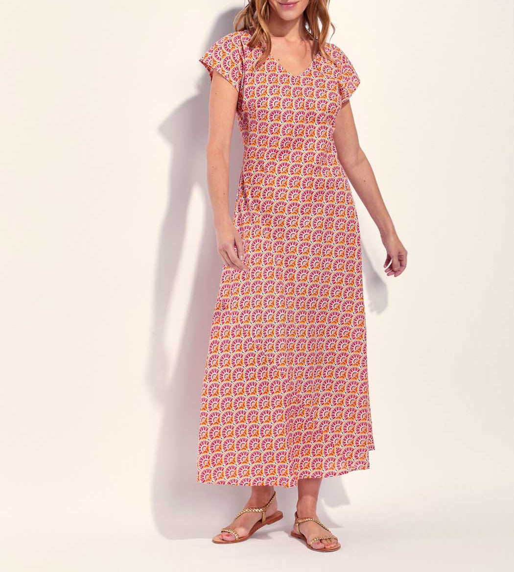 Robe longue imprimée voile de coton bio ALAIA