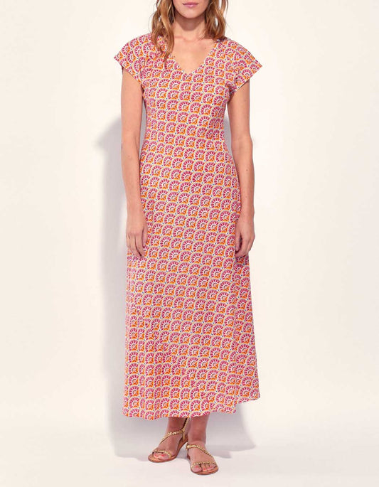 Robe longue imprimée voile de coton bio ALAIA
