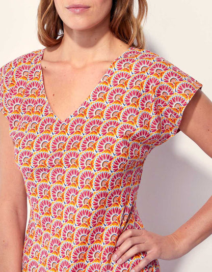 Robe longue imprimée voile de coton bio ALAIA
