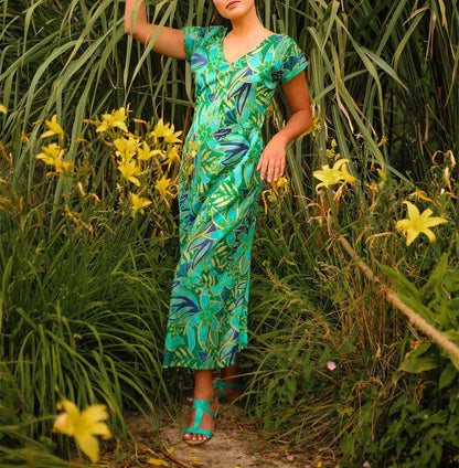 Robe longue imprimée voile de coton bio ALAIA