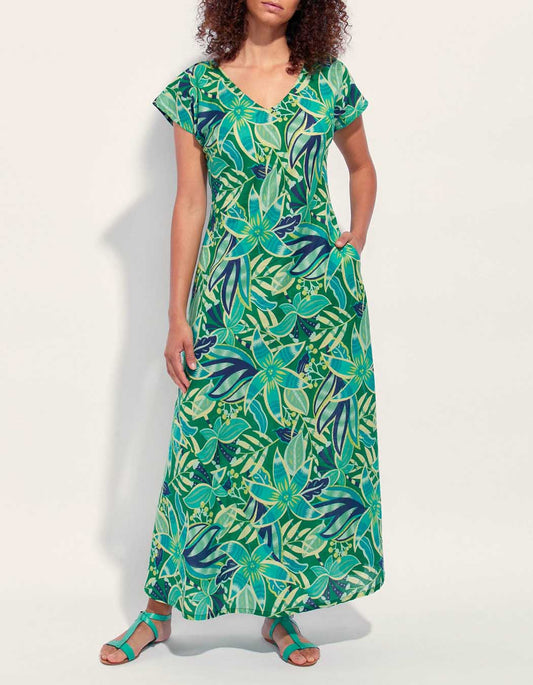 Robe longue imprimée voile de coton bio ALAIA