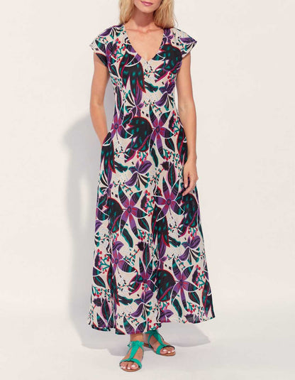Robe longue imprimée voile de coton bio ALAIA