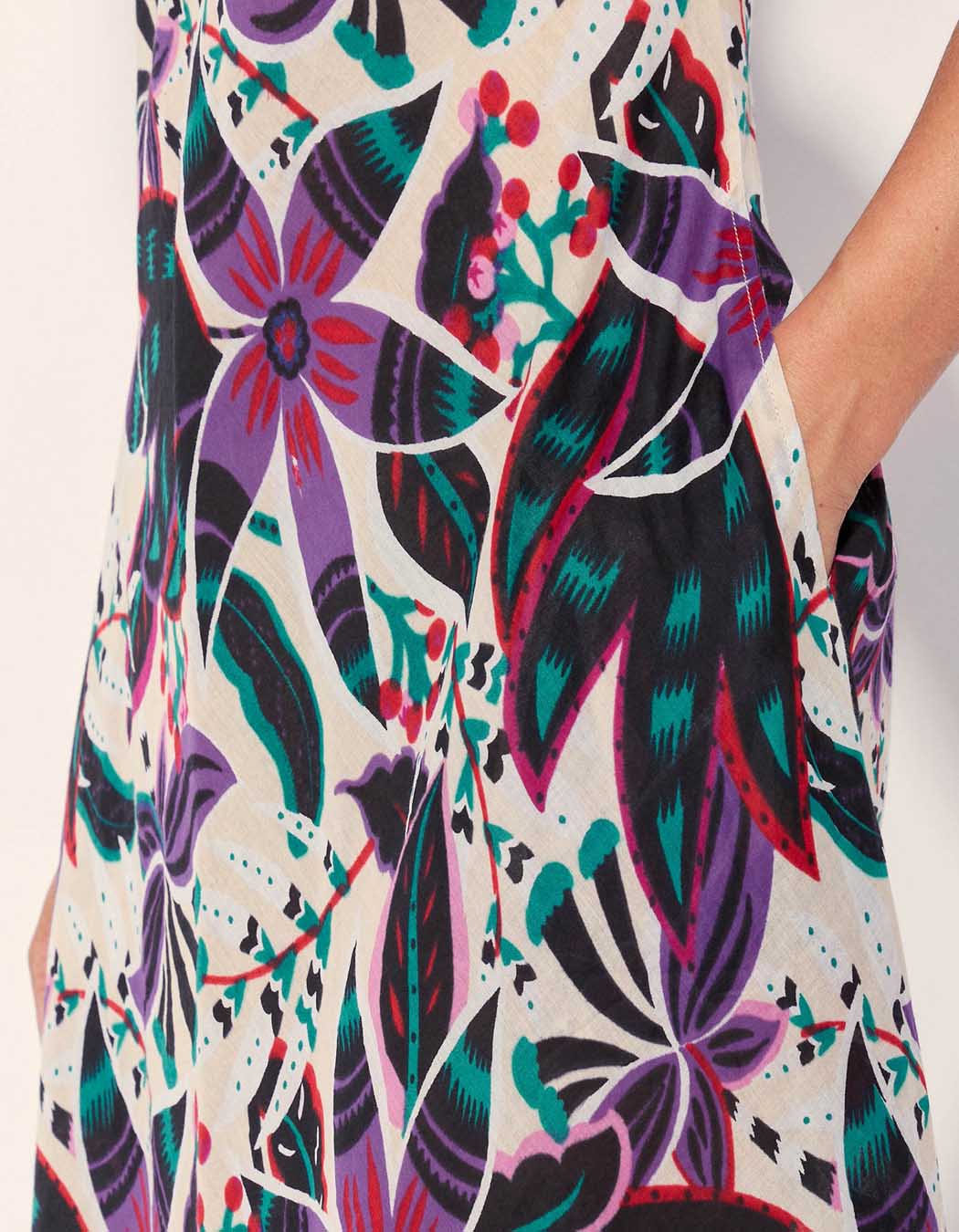 Robe longue imprimée voile de coton bio ALAIA