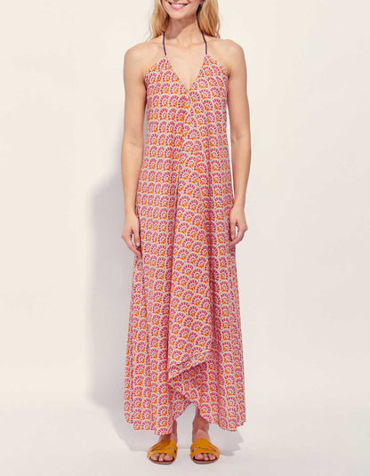 Robe longue imprimée d'été coton bio DIENG