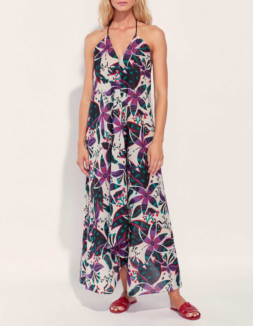 Robe longue imprimée d'été coton bio DIENG