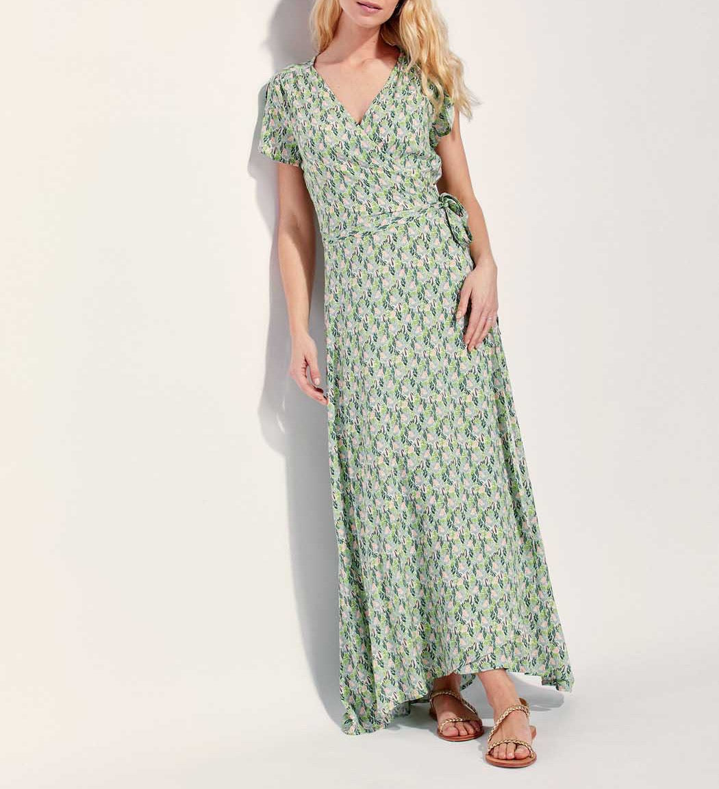 Robe longue cache-cœur imprimée Ecovero ELEZA