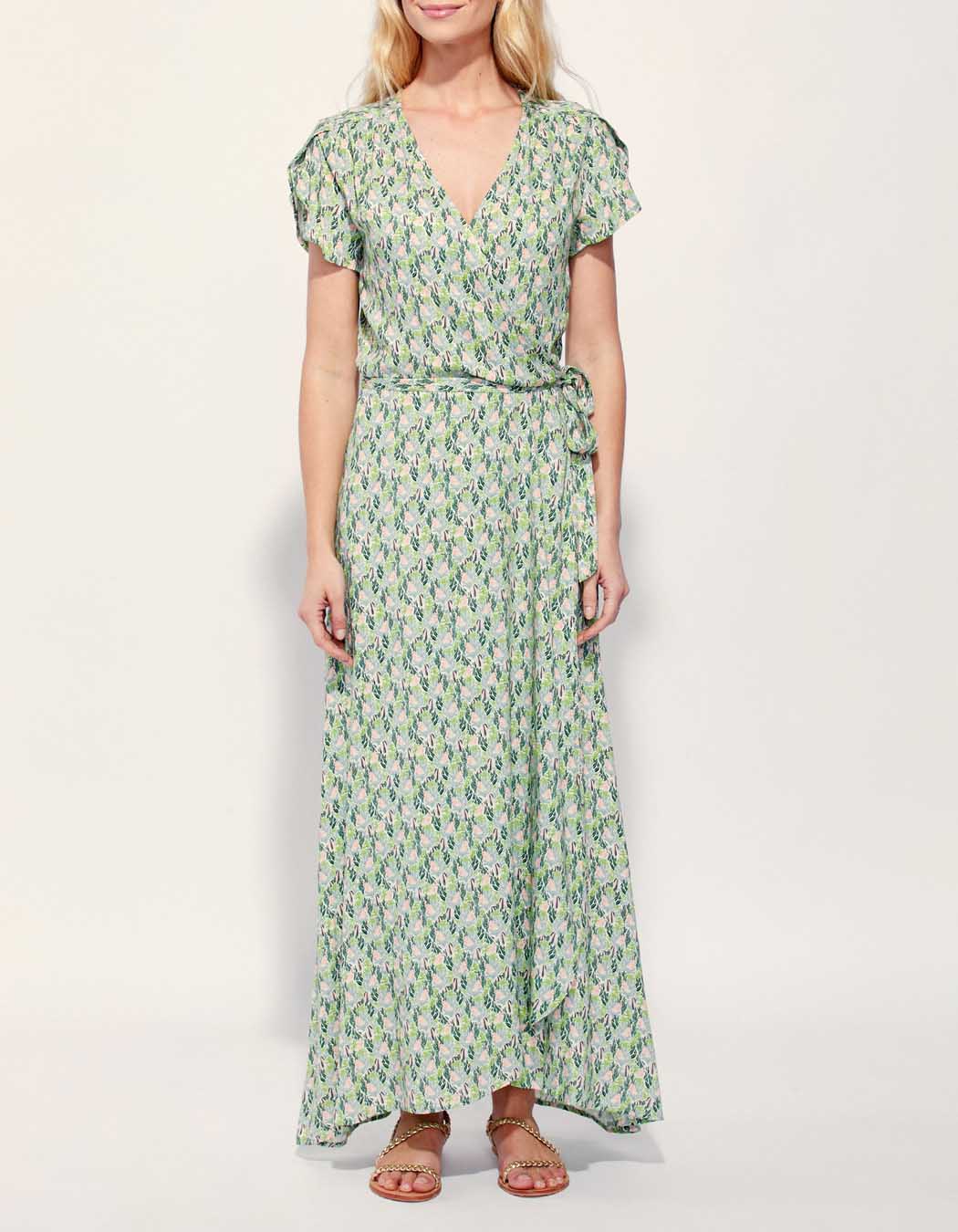 Robe longue cache-cœur imprimée Ecovero ELEZA