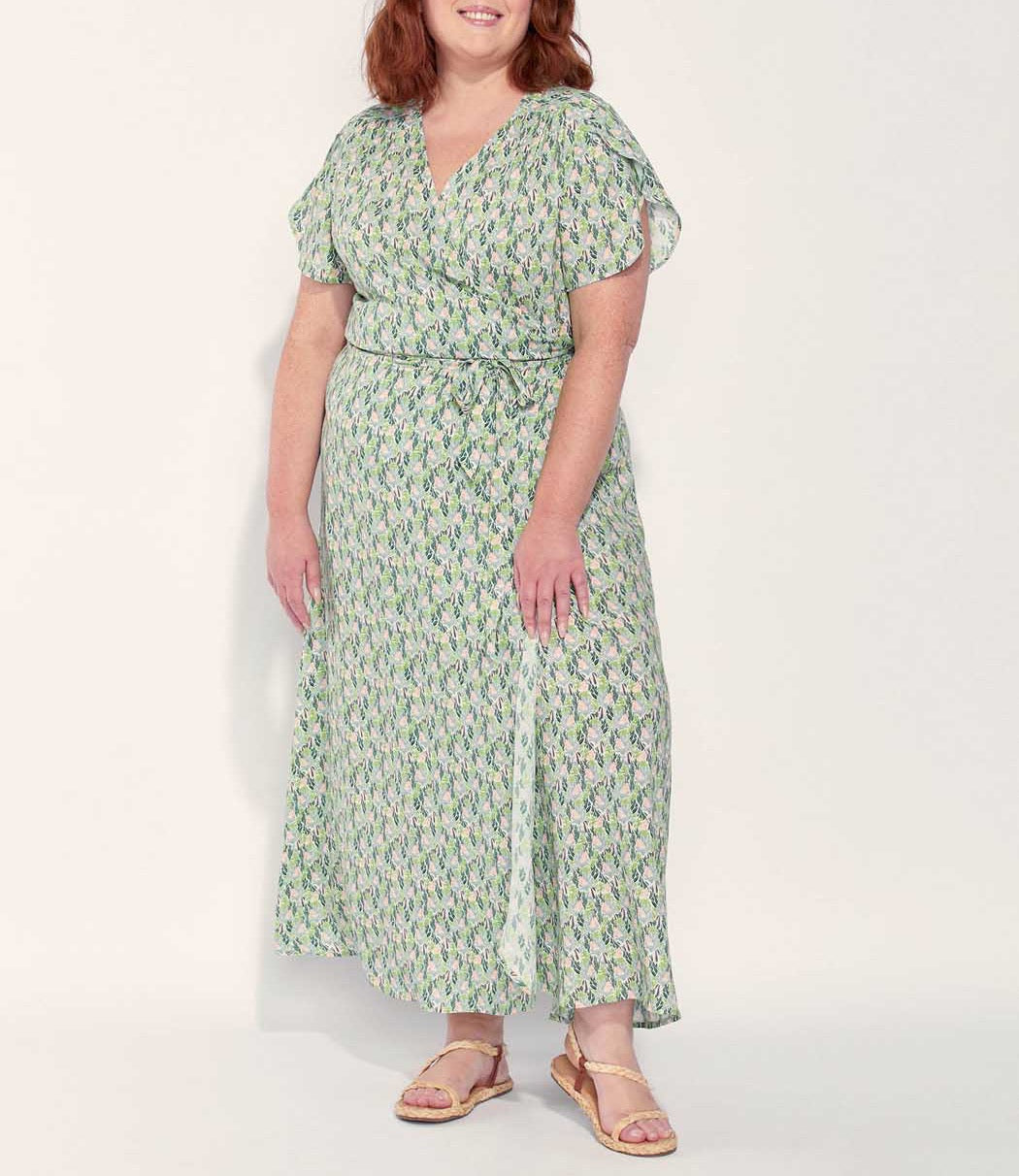 Robe longue cache-cœur imprimée Ecovero ELEZA