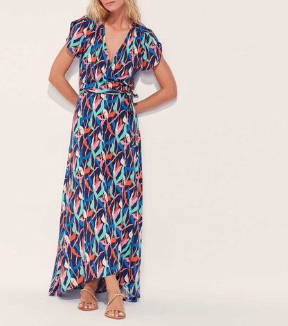 Robe longue cache-cœur imprimée Ecovero ELEZA