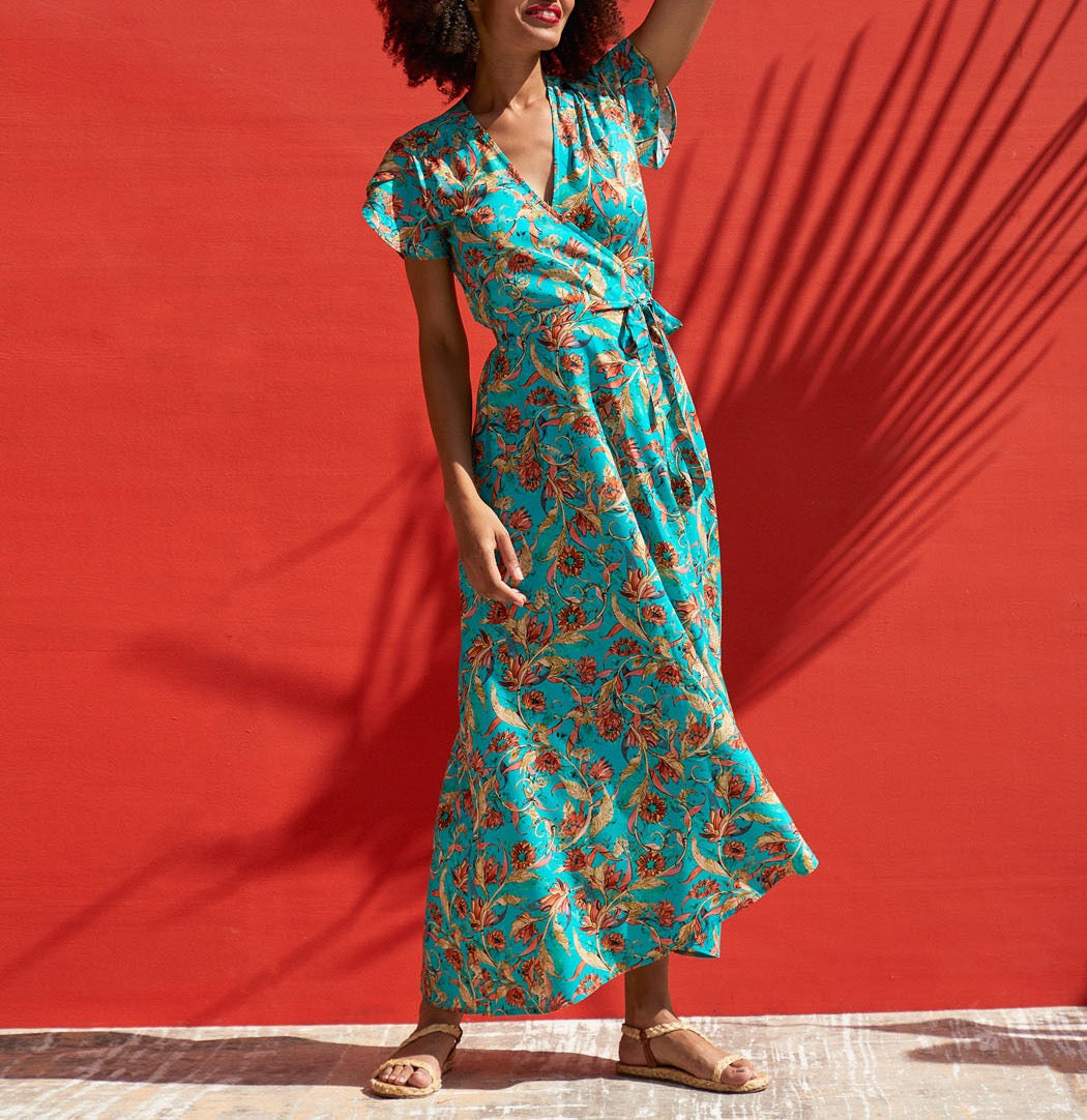 Robe longue cache-coeur ecovero ELEZA