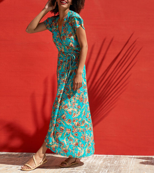 Robe longue cache-coeur ecovero ELEZA