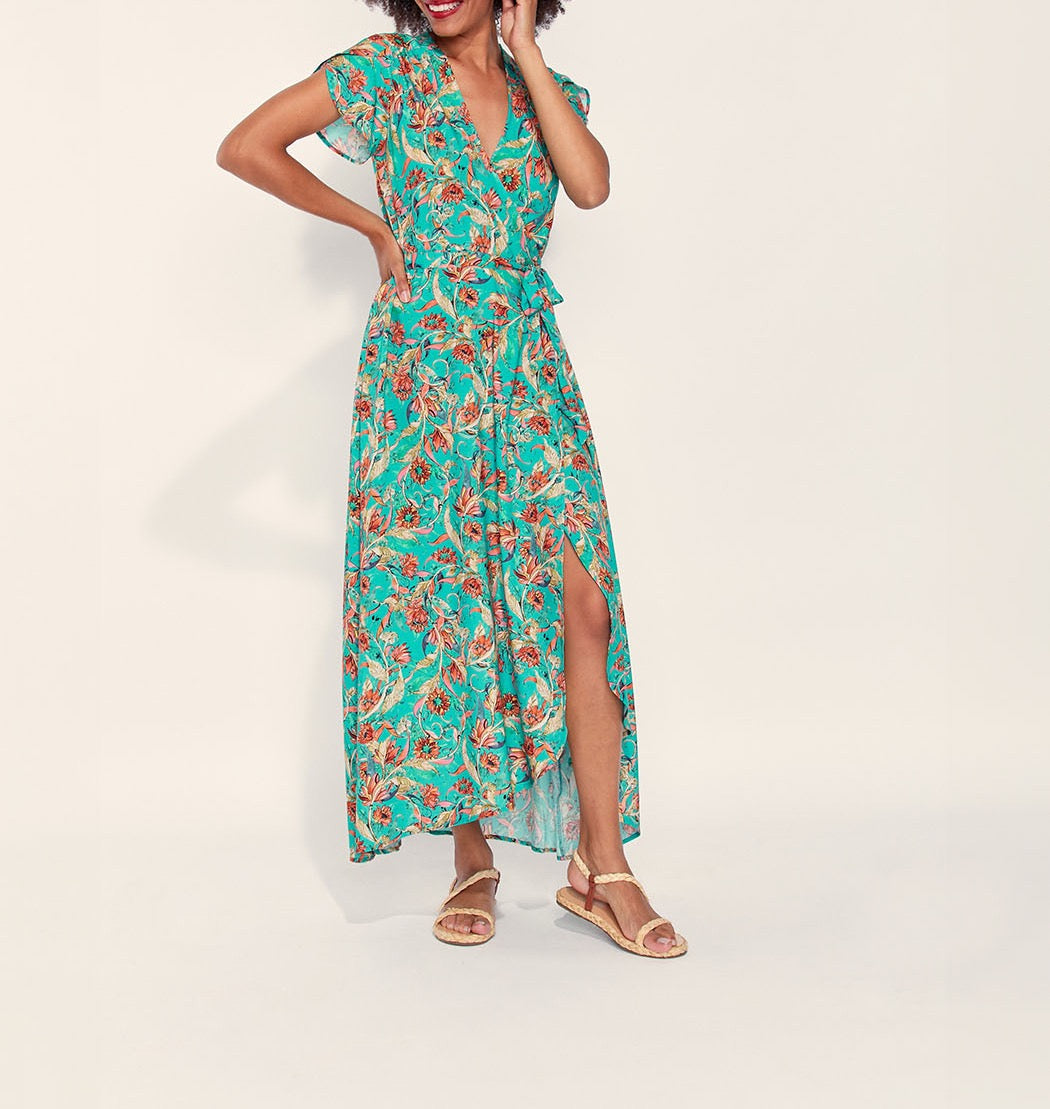 Robe longue cache-coeur ecovero ELEZA