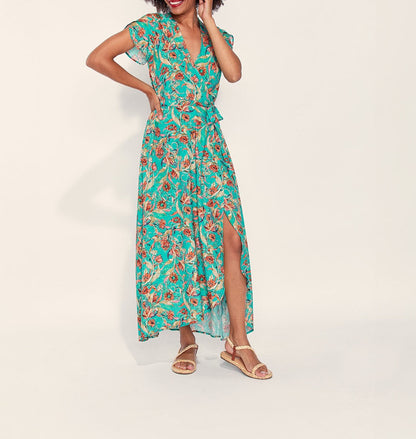 Robe longue cache-coeur ecovero ELEZA