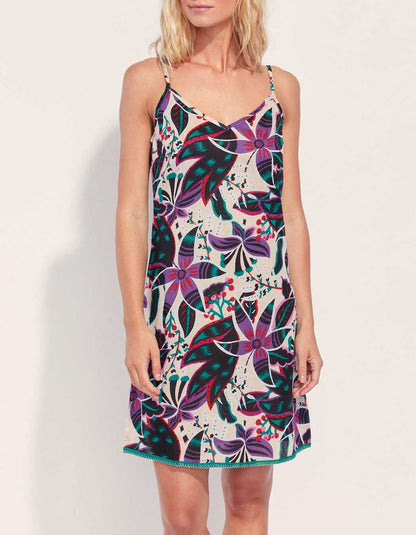Robe imprimée fines bretelles coton bio IONA