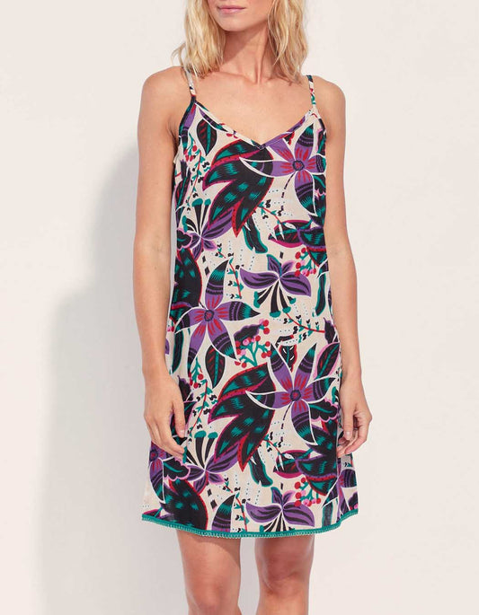 Robe imprimée fines bretelles coton bio IONA