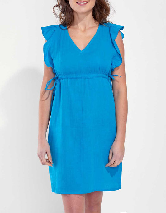Robe courte volants gaze de coton ORUDA