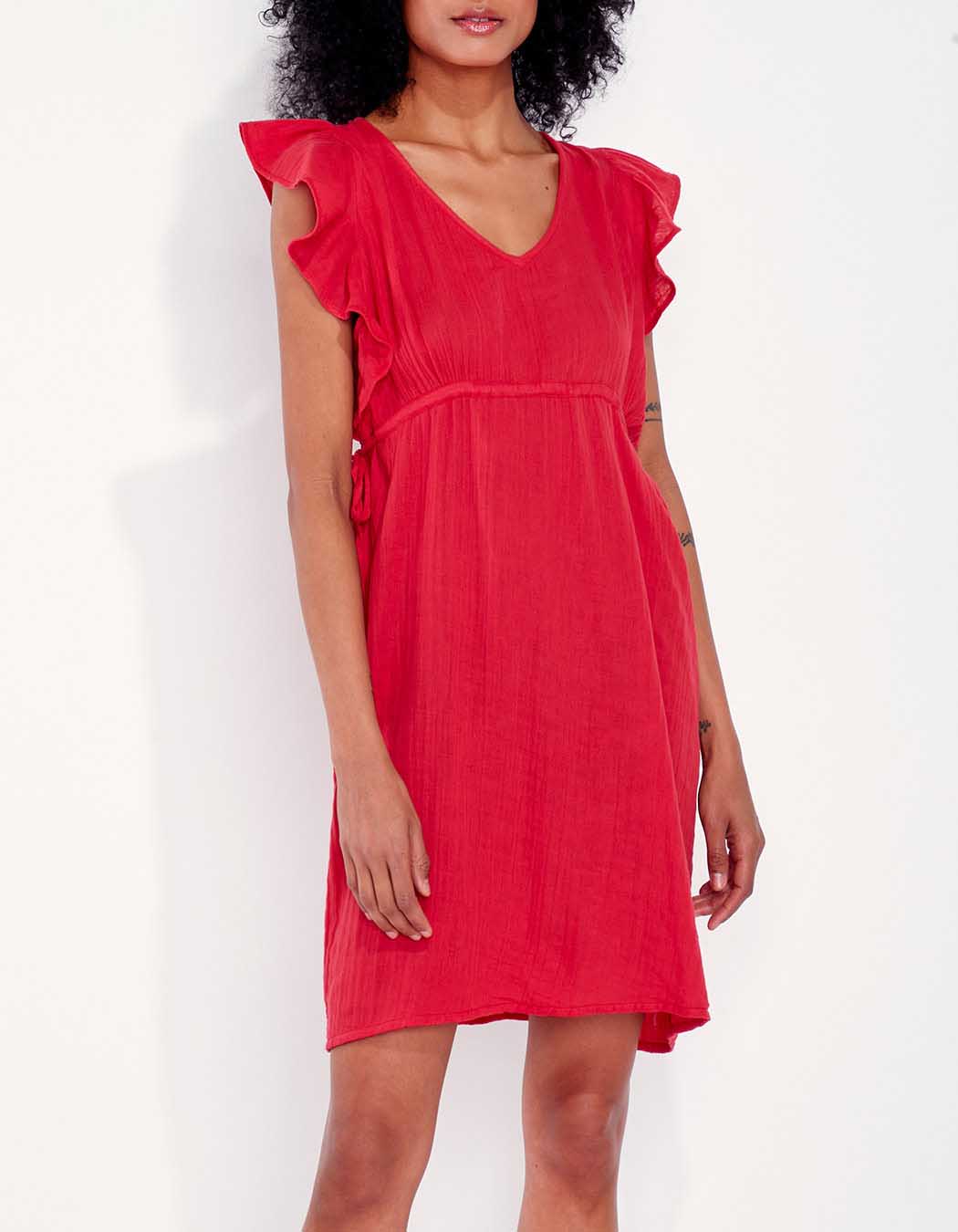 Robe courte volants gaze de coton ORUDA