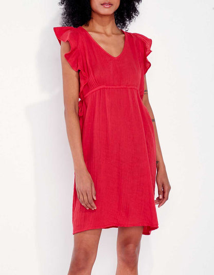 Robe courte volants gaze de coton ORUDA