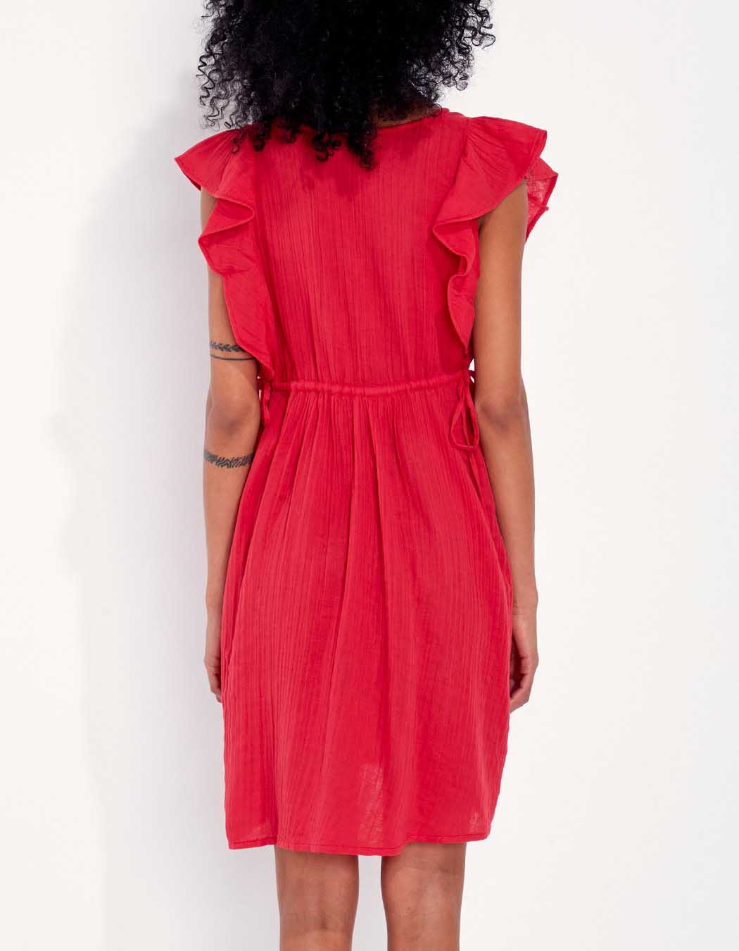 Robe courte volants gaze de coton ORUDA