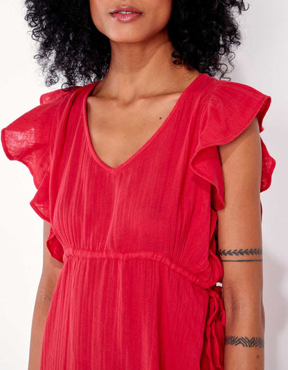 Robe courte volants gaze de coton ORUDA