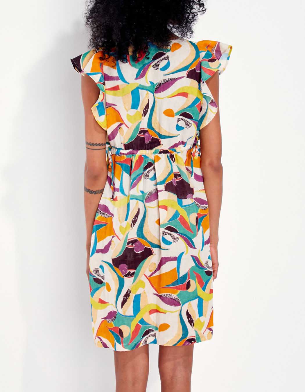 Robe courte volants gaze de coton ORUDA