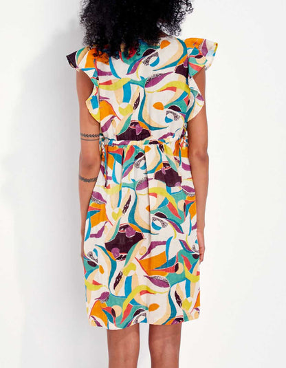 Robe courte volants gaze de coton ORUDA