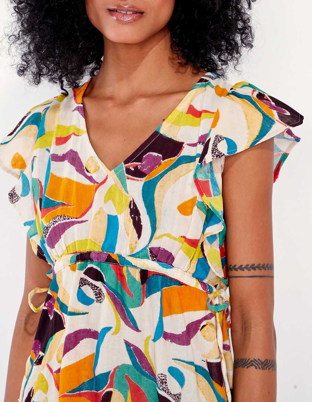 Robe courte volants gaze de coton ORUDA