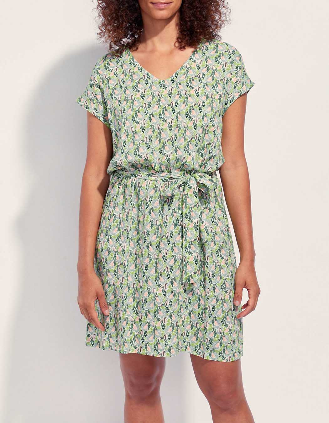 Robe droite imprimée ceinturée Ecovero TERESA