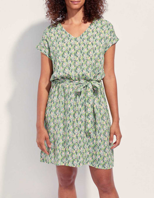 Robe droite imprimée ceinturée Ecovero TERESA