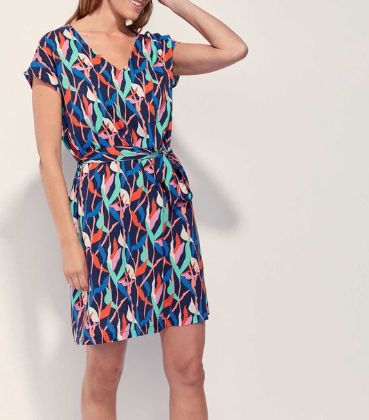 Robe droite imprimée ceinturée Ecovero TERESA