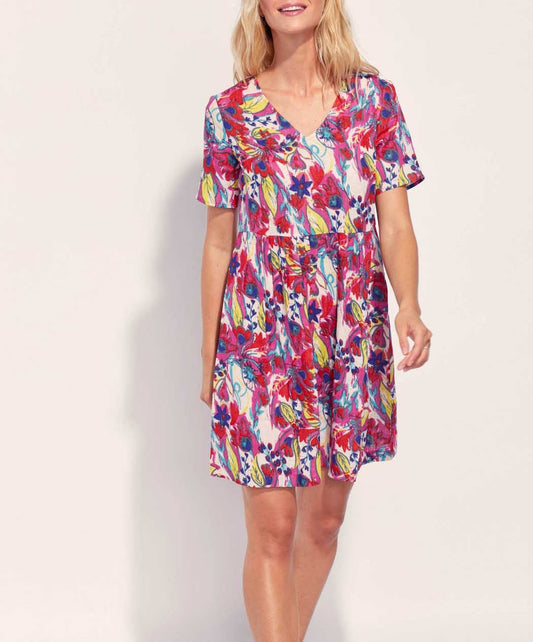 Robe évasée imprimée gaze de coton XIABO