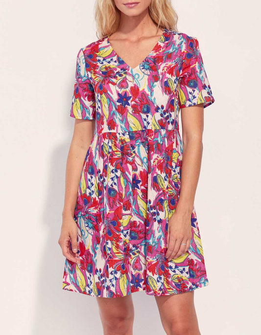 Robe évasée imprimée gaze de coton XIABO
