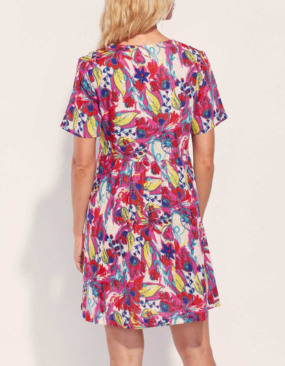 Robe évasée imprimée gaze de coton XIABO