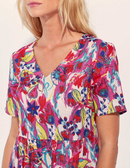 Robe évasée imprimée gaze de coton XIABO