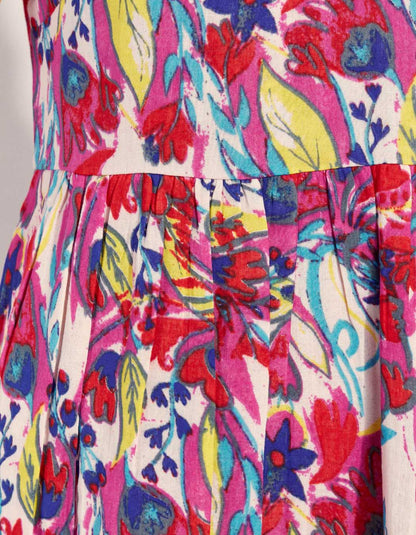 Robe évasée imprimée gaze de coton XIABO