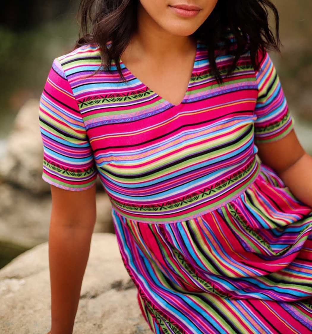 Robe évasée imprimée gaze de coton XIABO