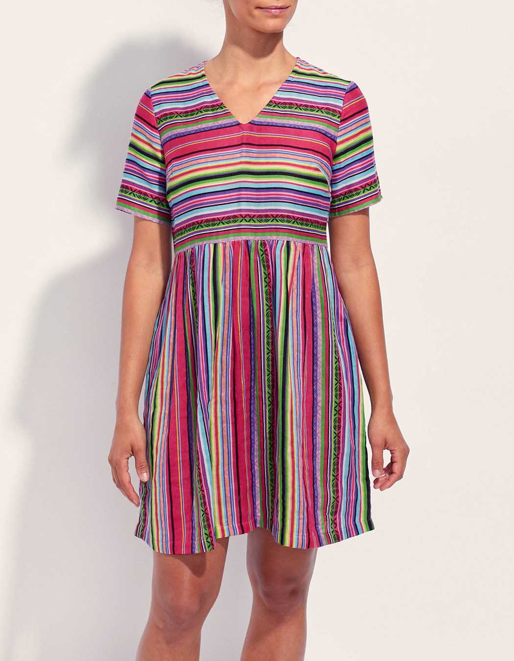 Robe évasée imprimée gaze de coton XIABO