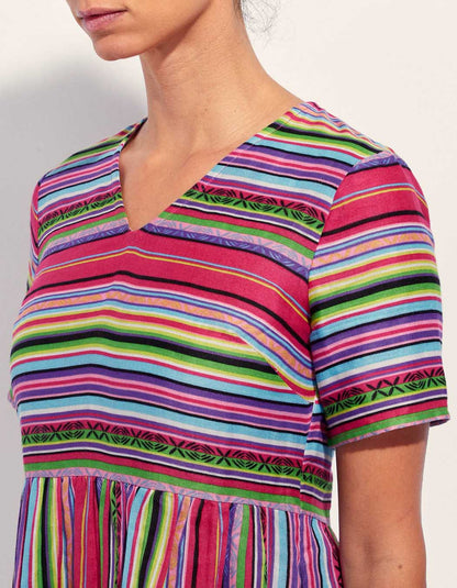 Robe évasée imprimée gaze de coton XIABO