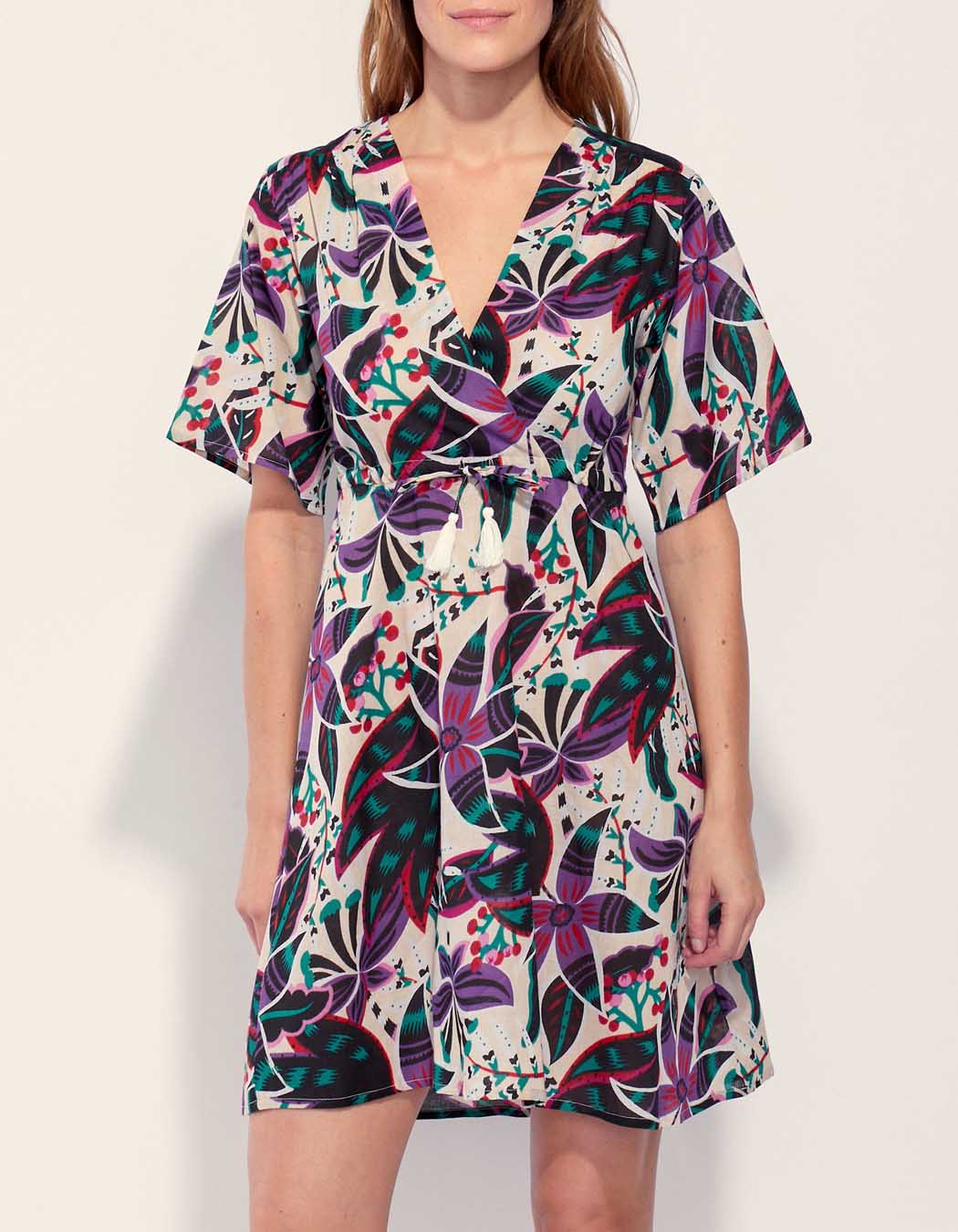 Robe coton bio empire imprimée ZAINA