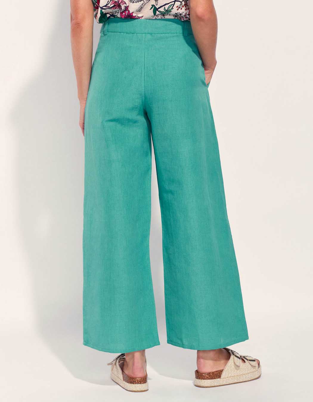 Pantalon large coton lin taille haute AMELIA