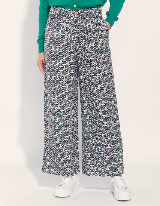 Pantalon large coton lin taille haute AMELIA