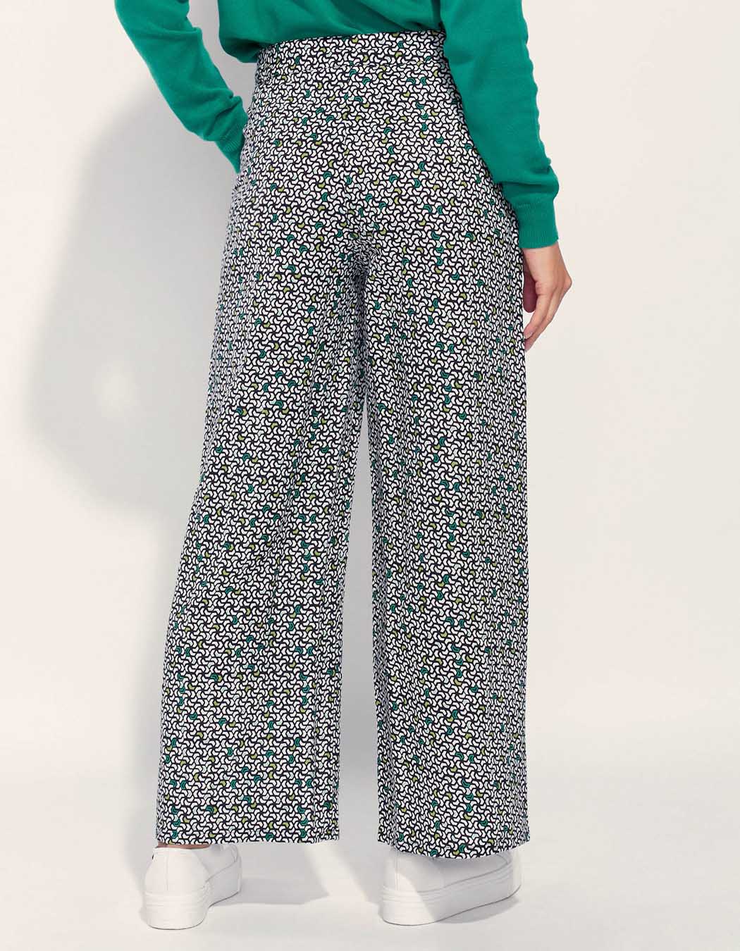 Pantalon large coton lin taille haute AMELIA