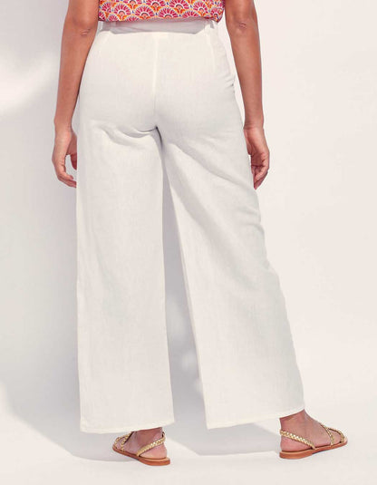 Pantalon large coton lin taille haute AMELIA