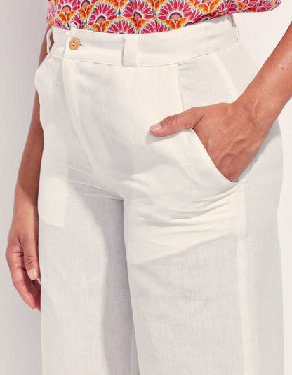 Pantalon large coton lin taille haute AMELIA