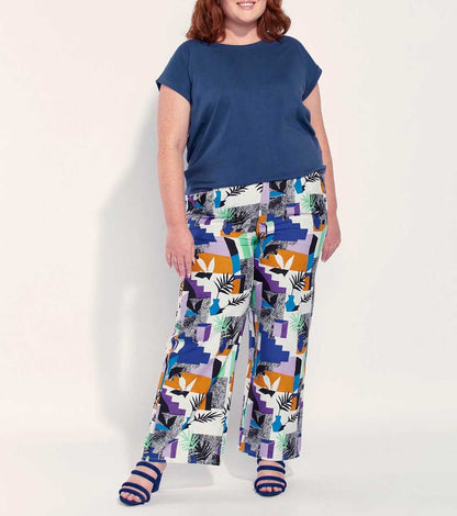 Pantalon large coton lin taille haute AMELIA