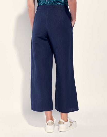 Pantalon large coton lin taille haute AMELIA