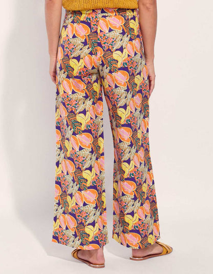 Pantalon large coton lin taille haute AMELIA